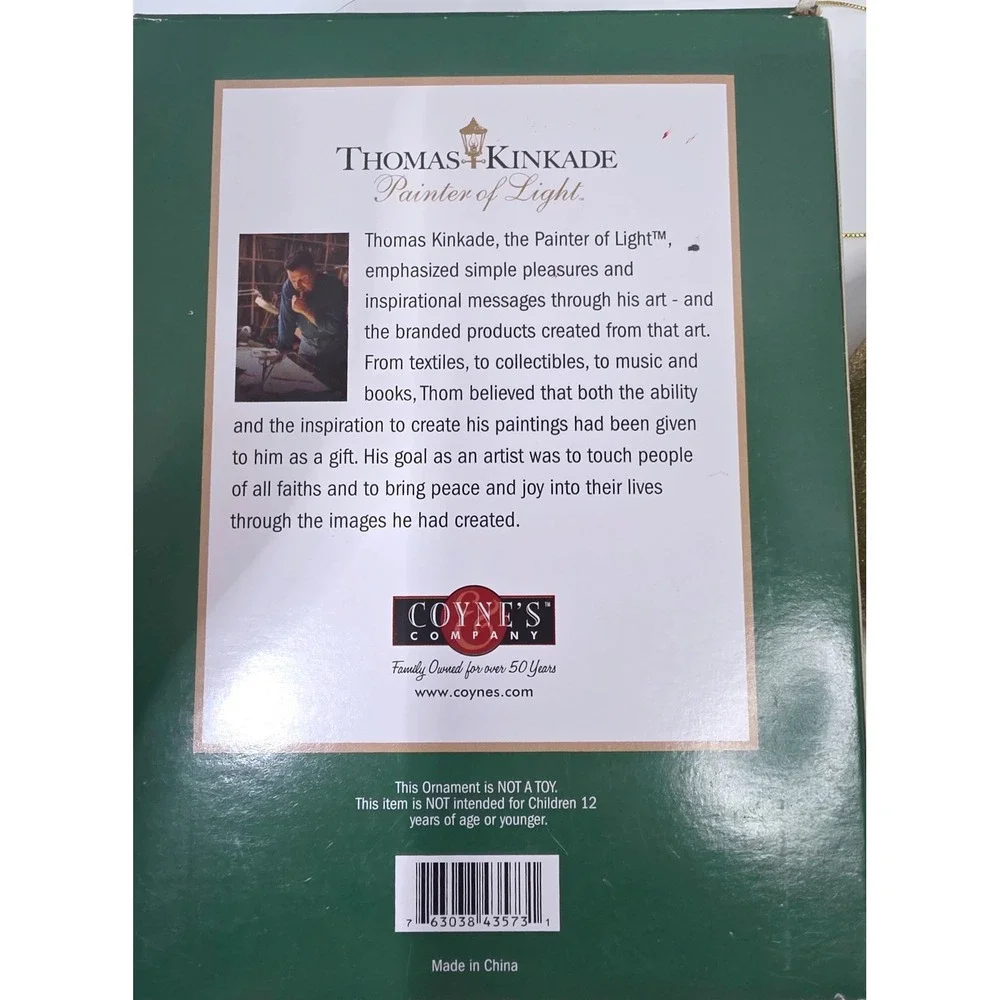 Thomas Kinkade Christmas Chapel I Glass Shadow Box Ornament 2009 Coyne's & Co